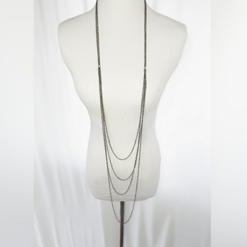 RACHEL GUNMETAL LONG NECKLACE